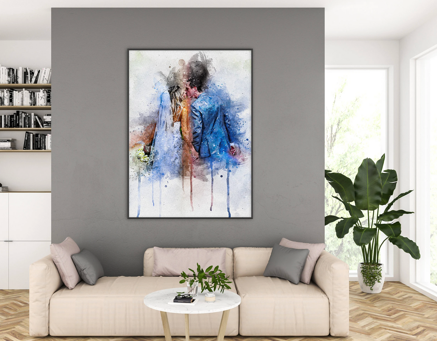 π Custom Digital Wedding Portrait β Personalized Watercolor-Style Artwork